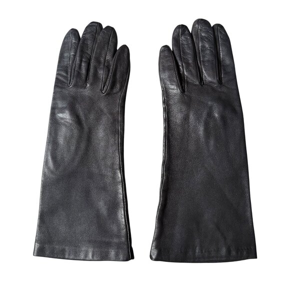 Fownes black genuine leather gloves women's size 6 1/2 - Picture 1 of 4